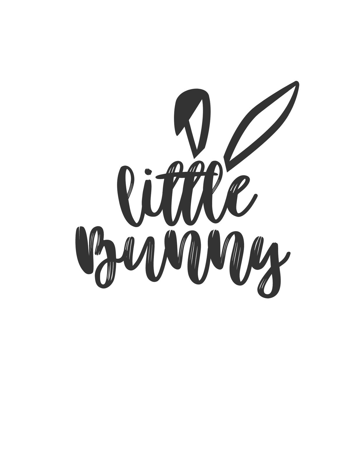 A képen egy kedves, játékos "Little bunny" felirat látható, mely egy nyuszifület is stilizál.