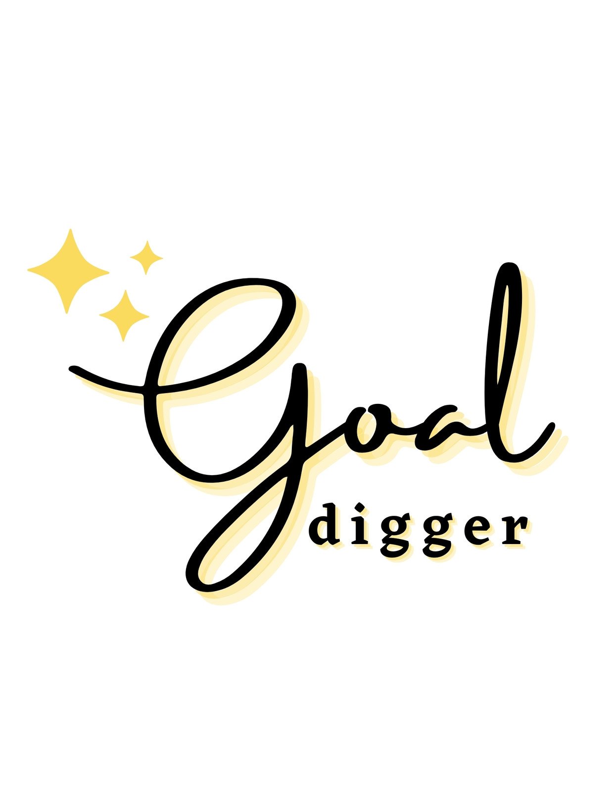 Az ábrán a "Goal digger" szöveg látható kézzel írott betűtípussal, arany és fekete színkombinációban, csillagokkal díszítve, amely az ambíció és az elszántság érzetét kelti.