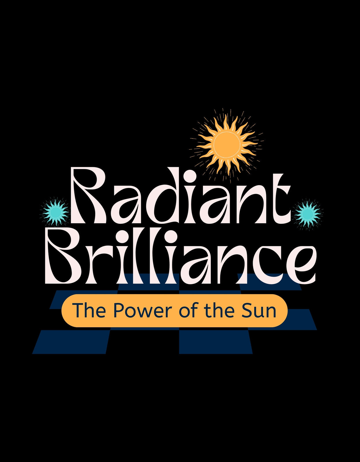 A minta a "Radiant Brilliance" szövegből áll, ami energikus nap ábrázolásával és világító csillagokkal van körülvéve, sugárzó pozitivitást és erőt sugall.