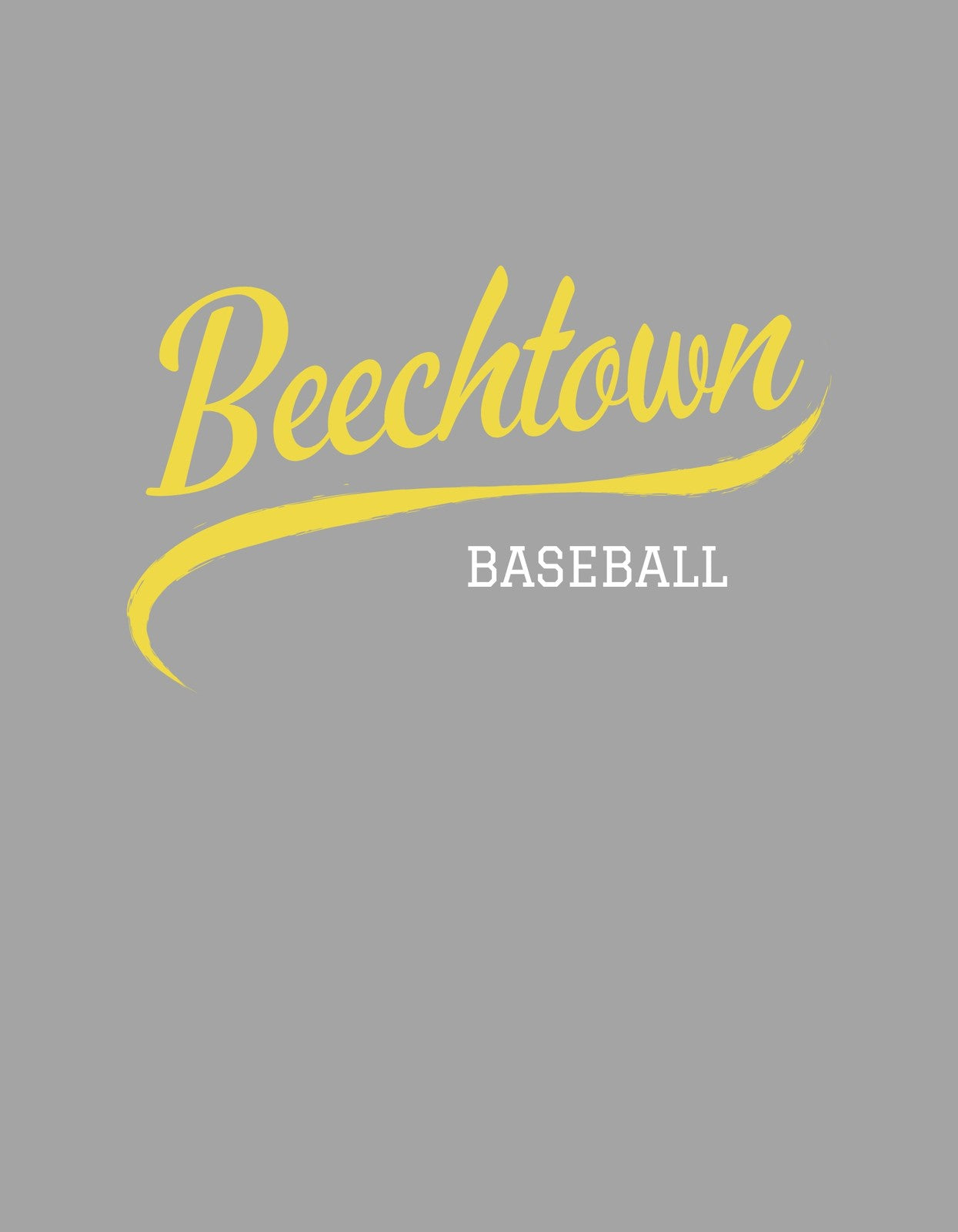 Sárga ívelt betűkkel "Beechtown" és alatta kisebb betűkkel "BASEBALL" felirat található a dizájnban. A sportos, lendületes stílus a baseball szerelmeseinek szól.