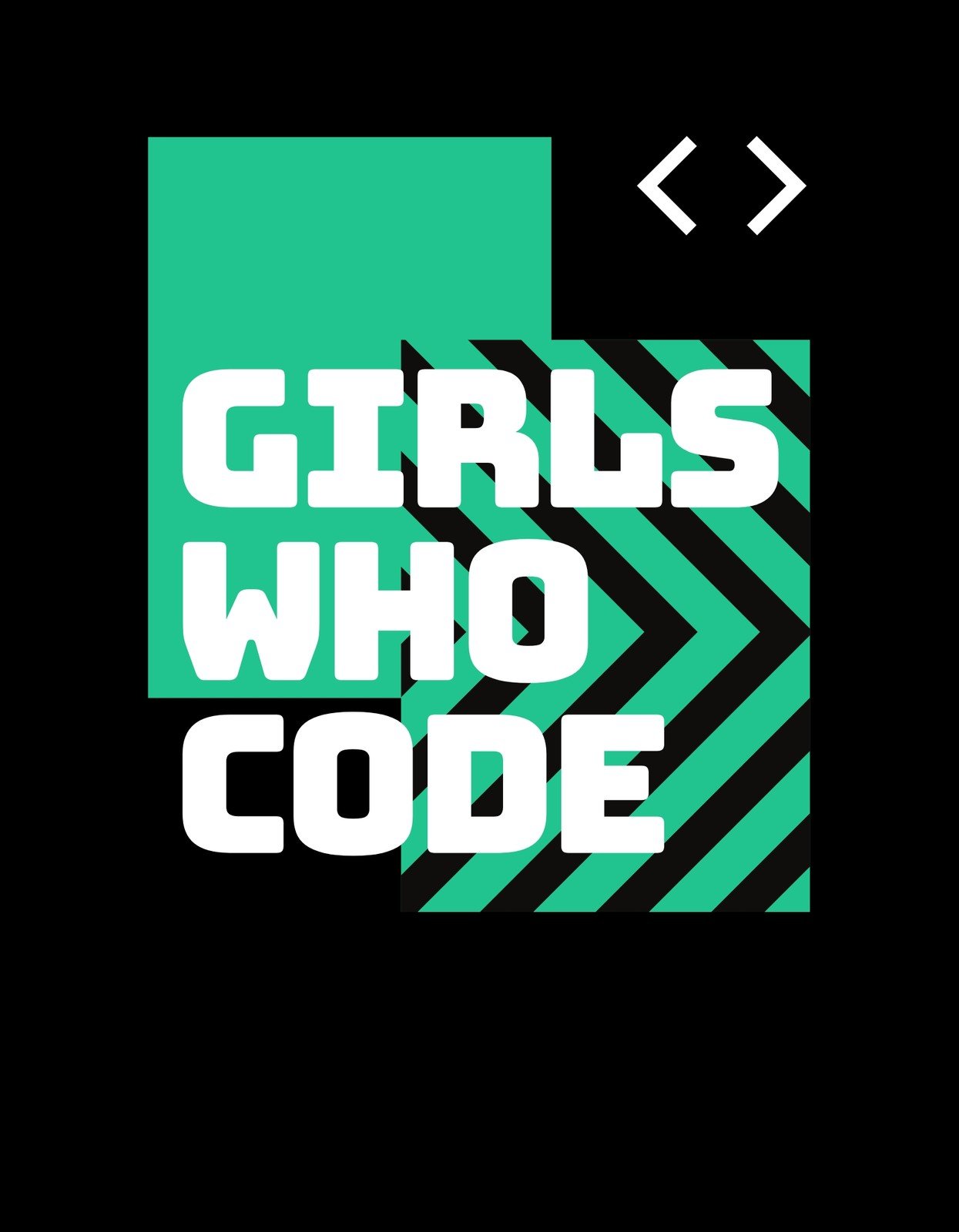 A képen egy élénk, zöld színkombinációval és dinamikus grafikai elemekkel készült dizájn látható, amely a "GIRLS WHO CODE" feliratot emeli ki, jelezve a női programozók közösségének támogatását. 