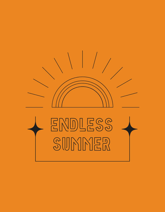 Egy egyszerű, mégis hatásos dizájn, ahol egy szivárvány és a napsugarak adják a nyári hangulatot, kiegészítve az "Endless Summer" felirattal. 