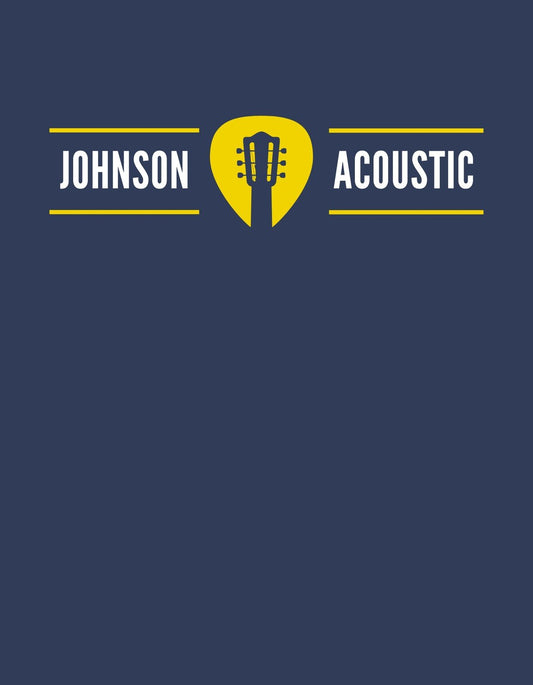 Sárga gitárpengető motívummal ellátott, sötétkék hátterű dizájn, mellyel a "JOHNSON ACOUSTIC" szöveg párosul. 