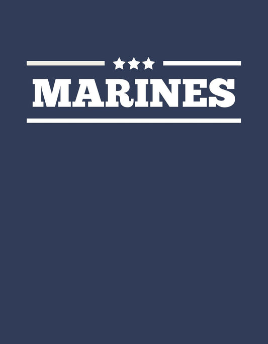 Sötétkék háttéren, középen a "MARINES" felirat, fehér betűkkel és három fehér csillaggal. Az egyszerű, mégis hatásos megjelenés erőt és elszántságot sugároz. 