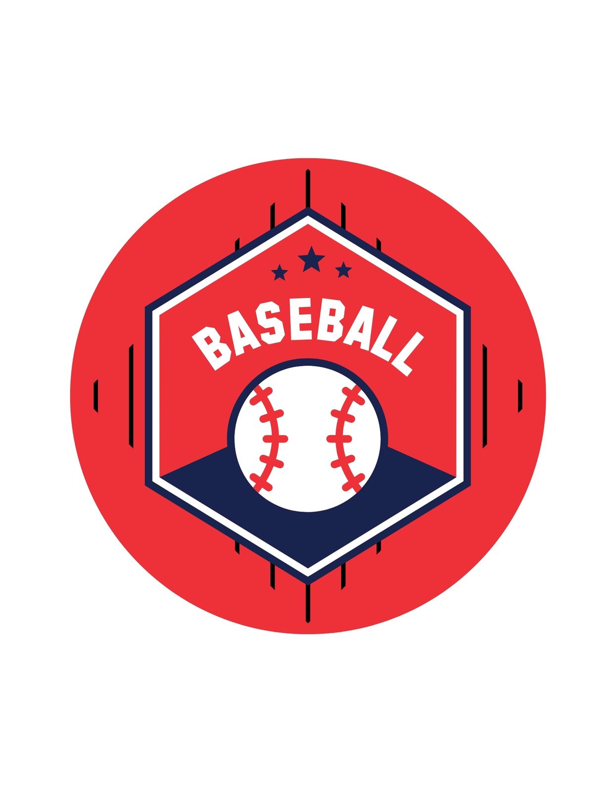 Egy lendületes és energikus baseball-logó, mely egy kékes árnyalatú gyémánt alakú mezőben jeleníti meg a "BASEBALL" szót és egy baseball labdát, mindezt egy élénkpiros körvonal veszi körül, amit csillagok díszítenek. 