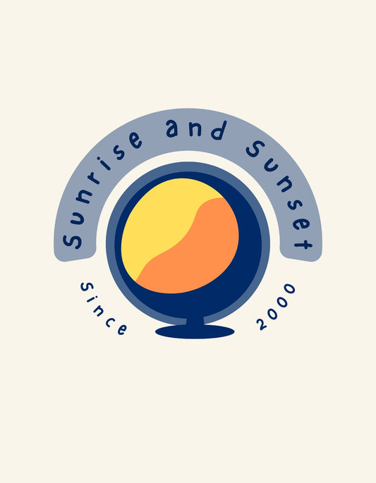 Egy stílusos napkelte és naplemente logó látható, amely egy kerek, dinamikus színekkel kitöltött ikonban jelenik meg, jelezve az új évezred optimizmusát és folytonosságát. 