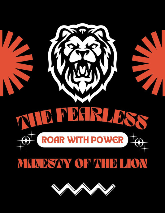 Egy fehíti oroszlánfej domborul ki a sötét hátterű képből, melyet éles grafikai elemek és feltűnő piros betűk, mint "THE FEARLESS" és "ROAR WITH POWER" szavak vesznek körül, sugárzó dinamizmust és erőt megjelenítve. 