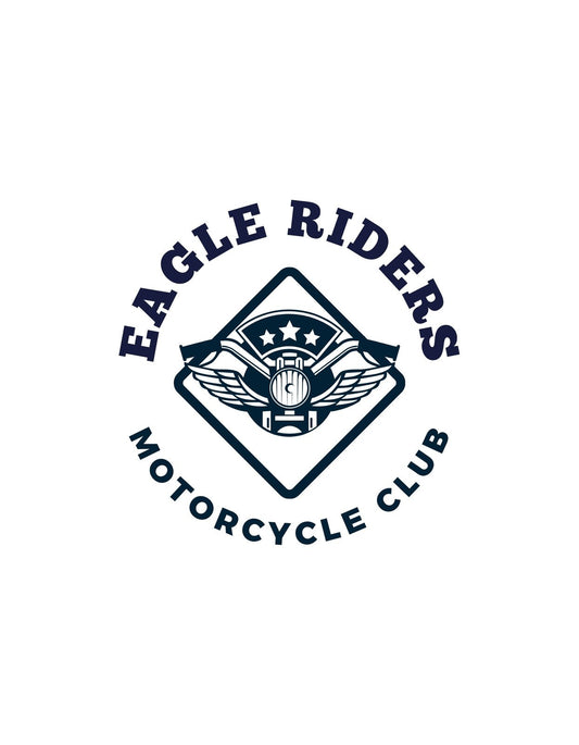 Ez a dinamikus és erőteljes tervezet egy motorkerékpár klub jelképét ábrázolja, szárnyakkal, csillagokkal és egy motorral a középpontban. Az "EAGLE RIDERS MOTORCYCLE CLUB" felirat lendületet és szabadságérzetet sugároz. 