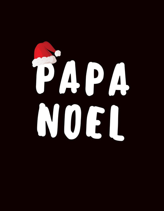 Egy vidám ünnepi hangulatot árasztó dizájn, ahol a "PAPA NOEL" szöveget egy piros mikulássapka teszi teljessé. 