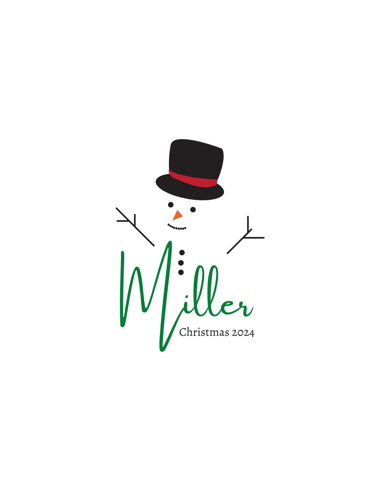 Egy vidám hóember mosolyog vissza ránk sapkával a fején, és a "Miller Christmas 2024" felirat alatt.