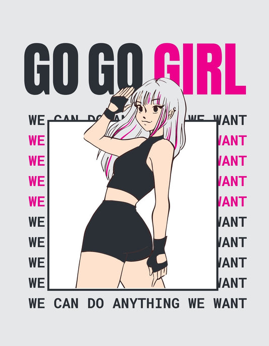 Egy anime stílusú, magabiztos lány került ábrázolásra, aki a modern női erőt testesíti meg. A design színeiben a rózsaszín és a fekete dominál, kiegészülve a "GO GO GIRL" és "WE CAN DO ANYTHING WE WANT" feliratokkal, amik kiemelik az önbizalom és önállóság üzenetét. 