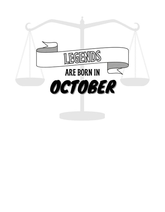 Egy igazságosság mérlegét ábrázoló, bátor és meggyőző grafikát láthatunk, amelyen egy szalag hirdeti, hogy "Legends are born in October" ("Legendák születnek októberben"). 
