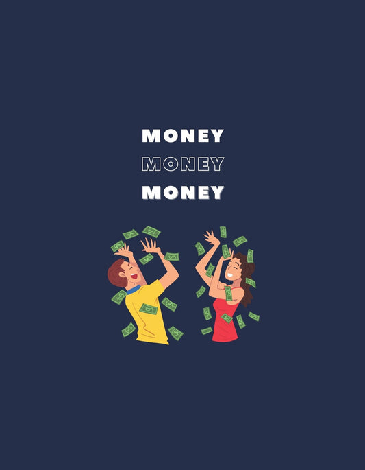 A képen két boldog ember szerepel, akik pénzesőben állnak, kezükkel próbálják elkapni a repülő bankjegyeket. A dizájn központi eleme a "MONEY MONEY MONEY" felirat, amely az öröm és a gazdagság érzetét sugallja. 