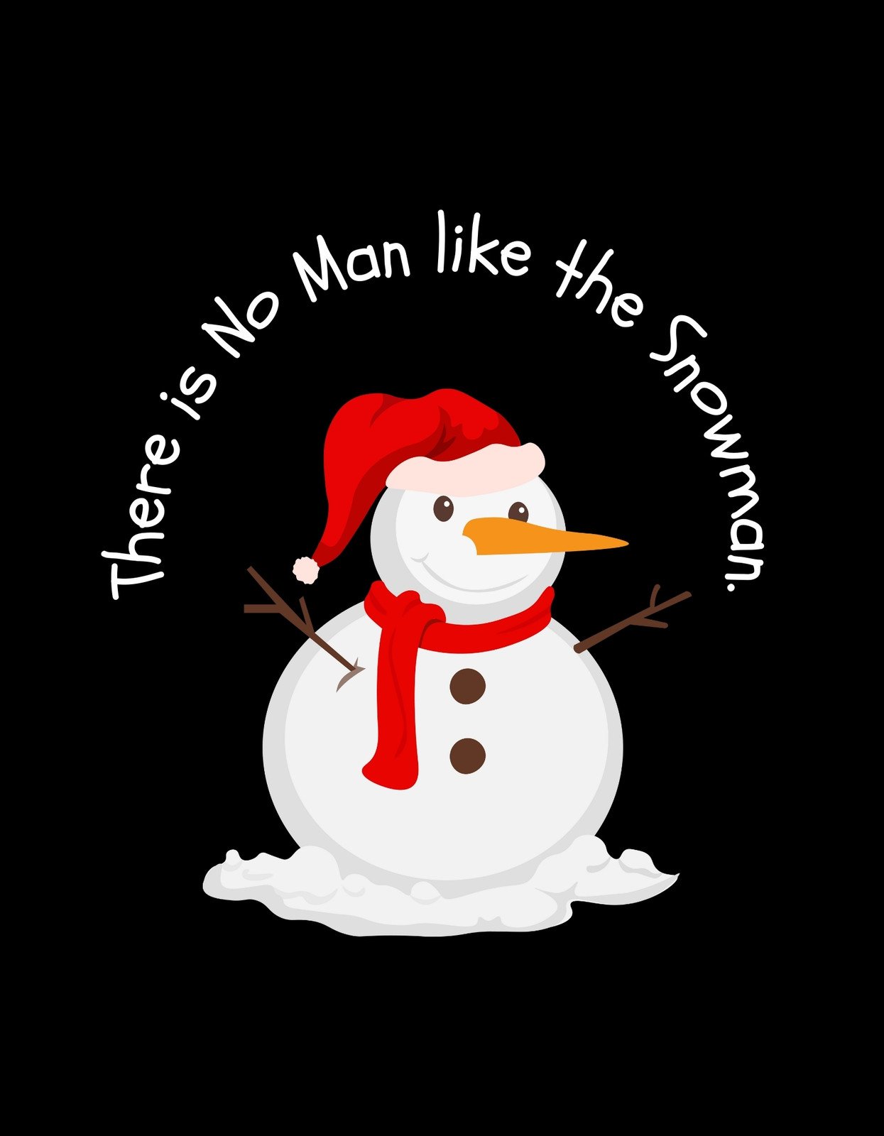 Egy mosolygó hóember szerepel a képen, miközben egy piros mikulás sapkát és sálat visel. A felirat, "There is No Man like the Snowman", fokozza a téli hangulatot. 