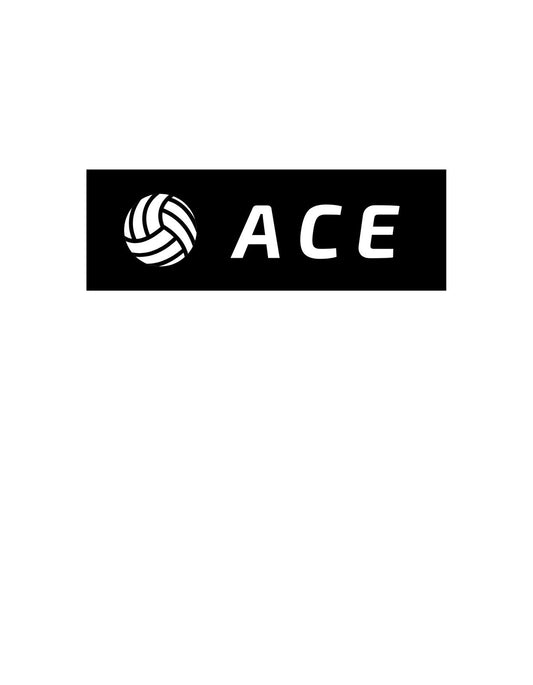 Minimalista aszat és dizájn, egy dinamikus labda ikonnal az 'ACE' szöveg előtt, ami az erő és precizitás érzetét kelti. 