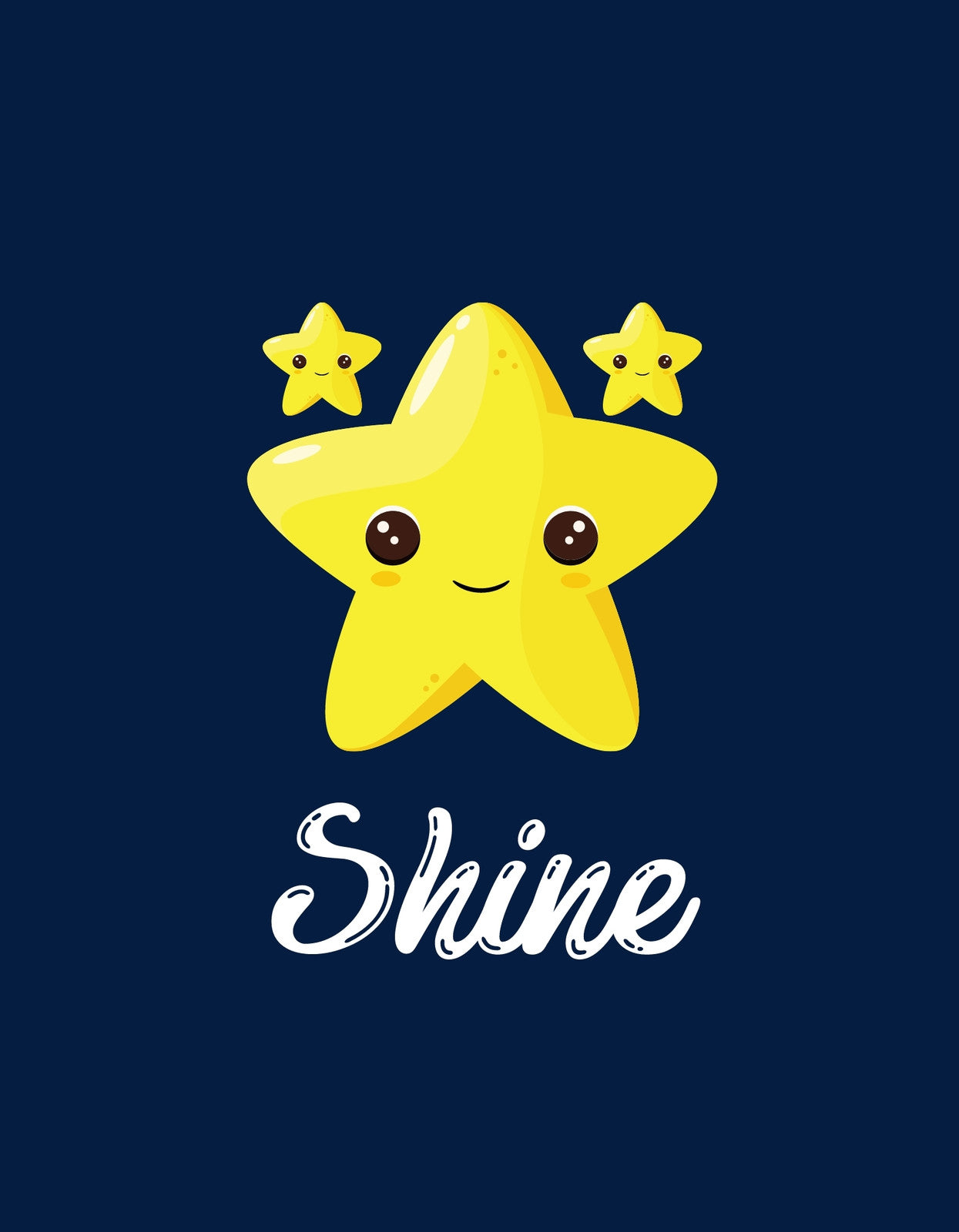 Egy vidám kis csillag szemez velünk a képről, körülötte három kisebb csillagkísérővel, alattuk a "Shine" felirat adja meg a design hangulatát. 