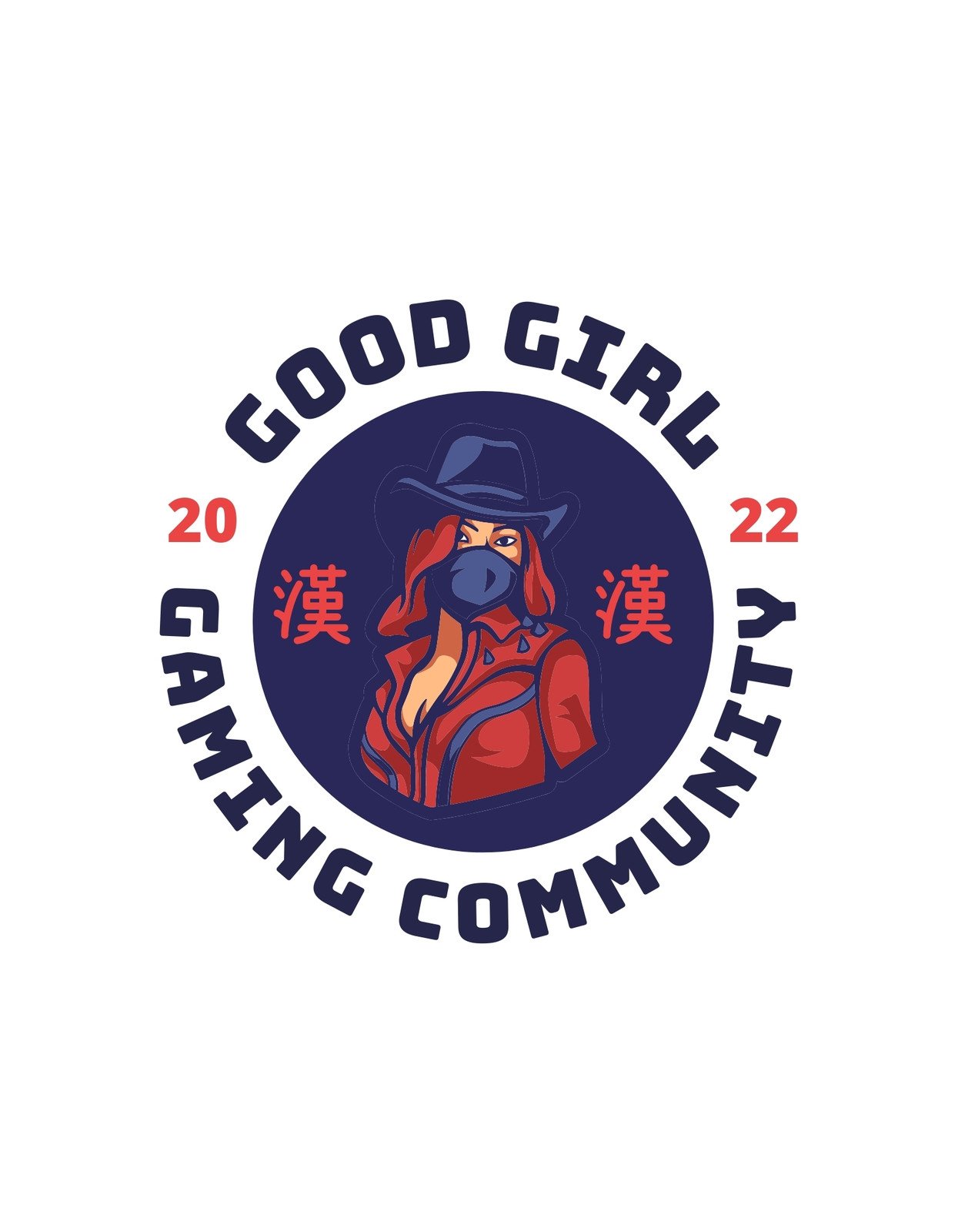 Egy vagány, maszkot és kalapot viselő karakter látható, amit a "Good Girl Gaming Community" szöveg vesz körül, valamint a 2022 szám is megjelenik.
