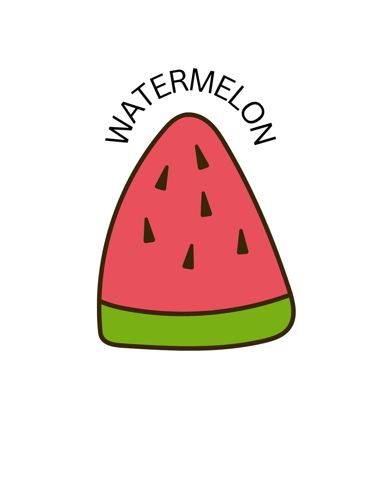 Egy friss és gyümölcsös hangulatot árasztó, egyszerű dizájn, melyen egy vidám görögdinnye szelet található, „WATERMELON” felirattal. A színes illusztráció nyári hangulatot idéz. 