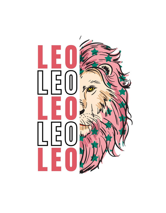 Egy karizmatikus oroszlán portréját láthatjuk, melynek színes sörénye között csillagok rejtőznek, valamint a "LEO" felirat uralkodik a kép bal oldalán. 