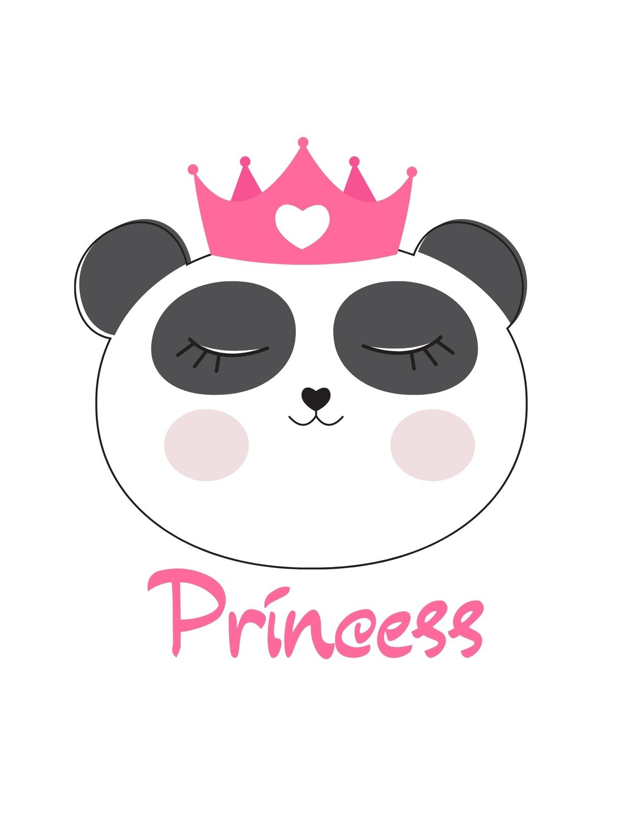 Egy édes és álmos panda arcát láthatjuk, amint egy rózsaszín koronát visel, amelyen egy szív található, alatta pedig a "Princess" felirat díszeleg. 