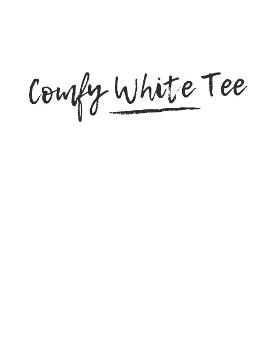 Egyszerű, mégis stílusos design fedi ezt a terméket, ami a "Comfy White Tee" felirattal büszkélkedik. A kézírásszerű betűtípus lazaságot és kényelmet sugároz, tökéletes választás lehet mindennapi viseletre. 