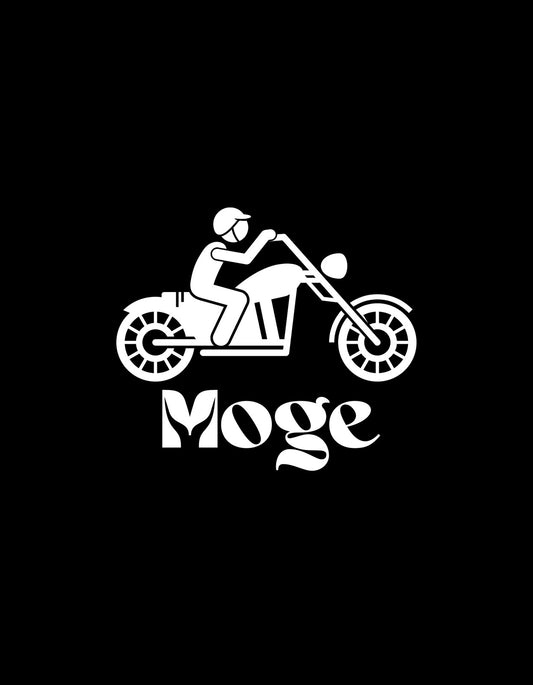 Egy stílusos motorkerékpárt ábrázoló grafika, amely lendületet és szabadságot sugároz. Az alak egyszerű, de kifejező, határozott vonalvezetéssel. 