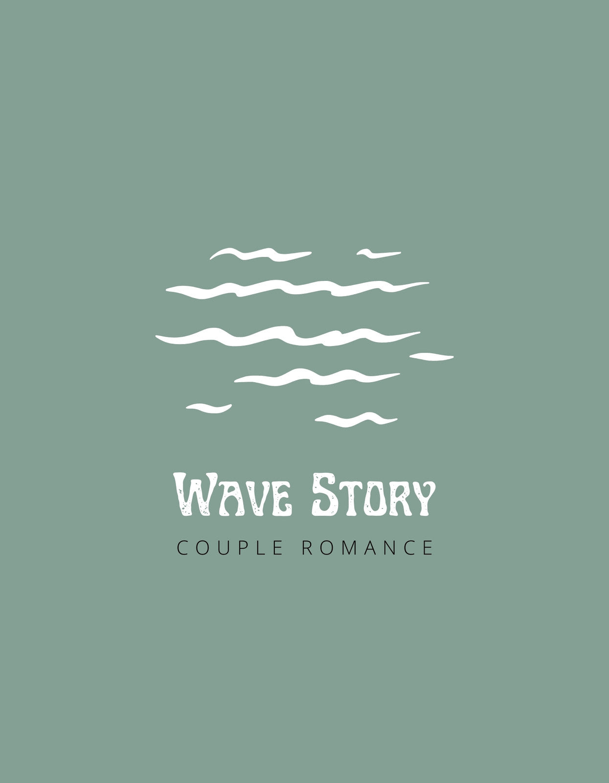 Egyszerű hullámokat ábrázol a kép, zöld háttéren, a "Wave Story" szöveggel és "Couple Romance" alcímmel, ami a párkapcsolatok gyengédségét és összetartozását sugallja. 