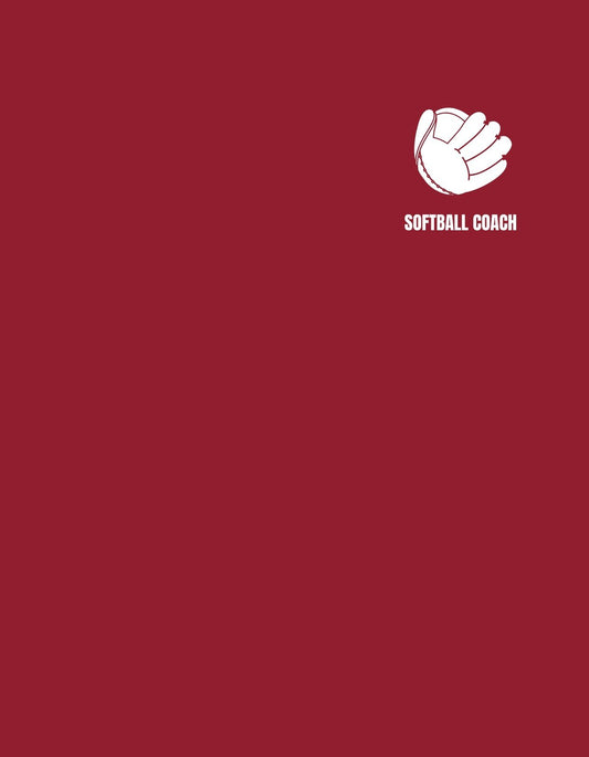 Egy letisztult, elegáns softball kesztyű dizájn díszíti ezt az egyszerű, de stílusos piros hátteret, alatta egy "SOFTBALL COACH" felirat látható, amely kifejezi a viselő szerepét és büszkeségét a sportág iránt. 