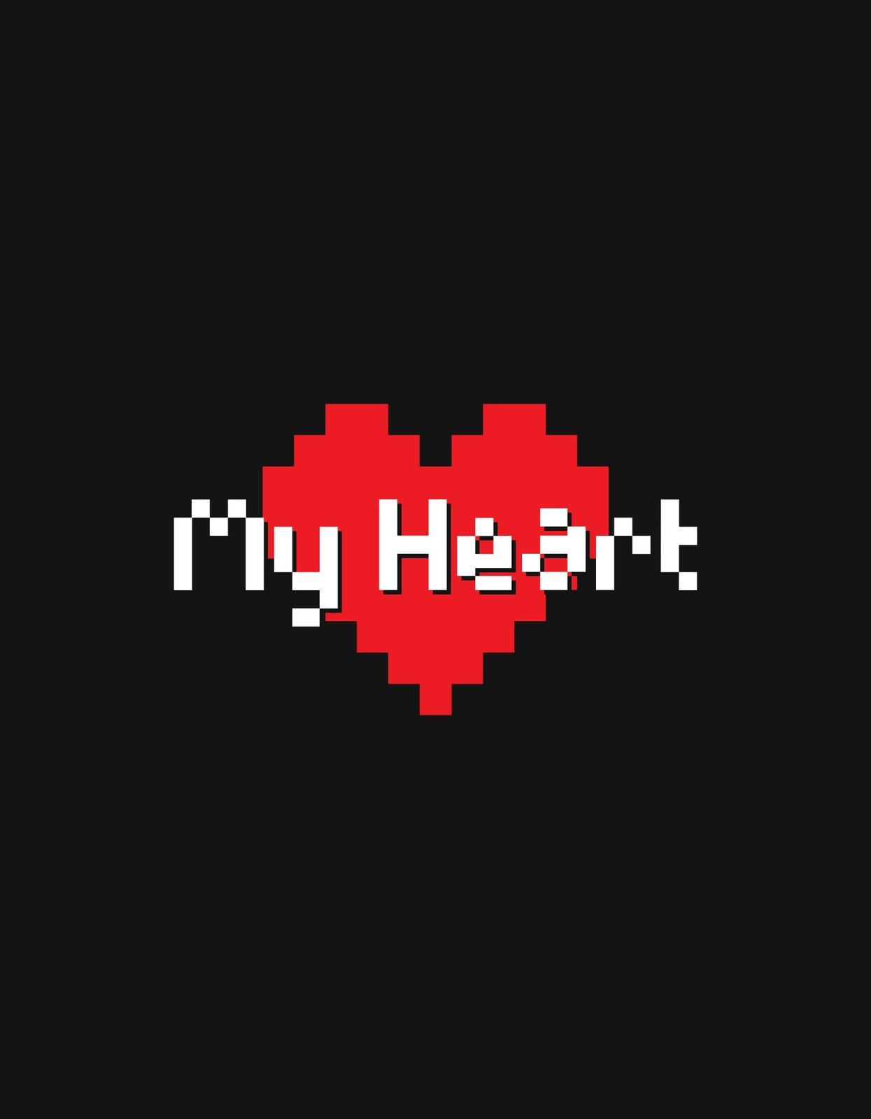  Egyszerű, mégis megragadó design egy pixeles szívvel és a "My Heart" felirattal, ami a digitális és romantikus stílus tökéletes keverékét nyújtja. 