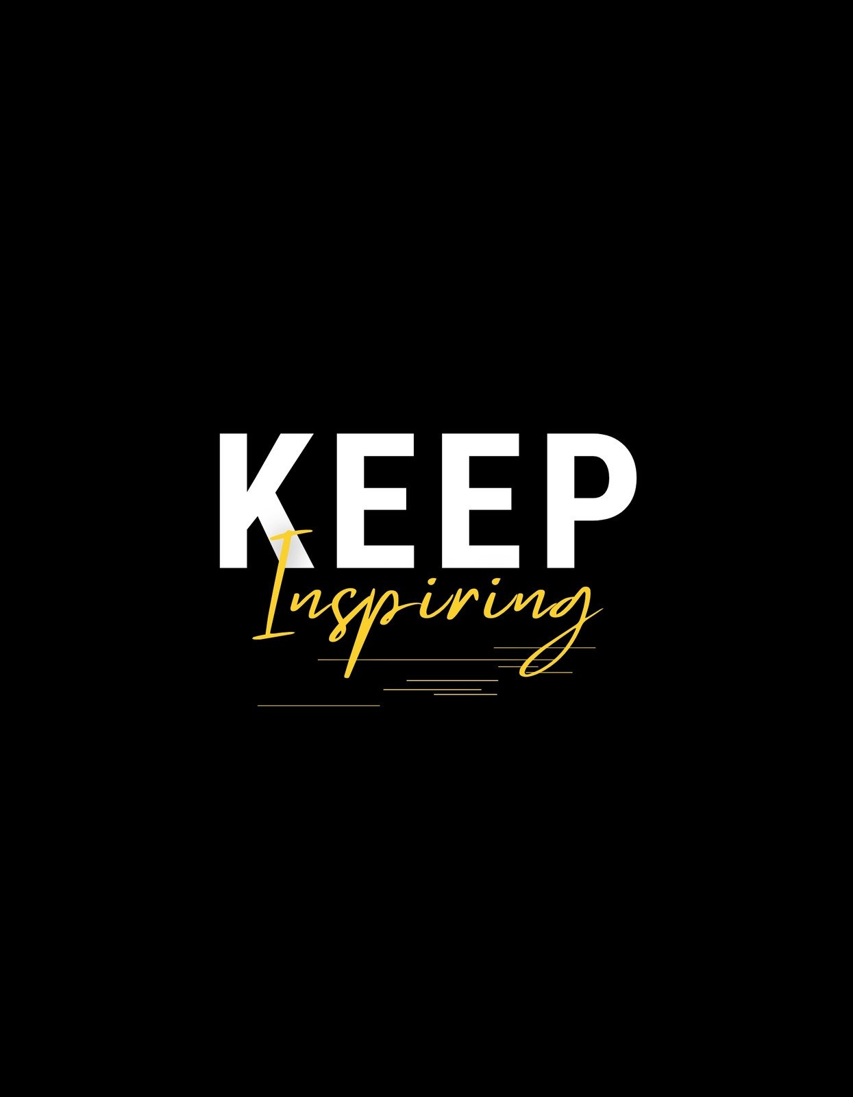 Merész és motiváló design, amely a "KEEP inspiring" szöveget tartalmazza aranyszínű hangsúllyal sötét háttéren. 